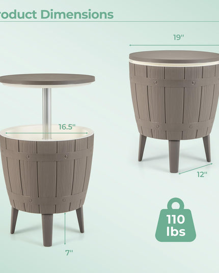 Giantex Cooler Side Table Outdoor - 10 Gallon Cooler Table with Drainage Plug, Adjustable Height