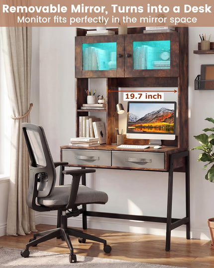 Coiffeuse haute de 170 cm avec miroir LED pour chambre à coucher de Giantex