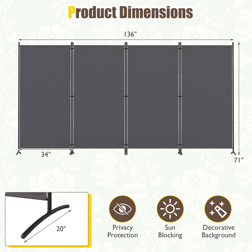 GIANTEX 4-Panel Room Divider Folding Privacy Screen(136" x 71")