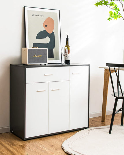 Giantex Buffet Cabinet with Storage, 3 Door Kitchen Cupboard with Large Drawer, Adjustable Shelf