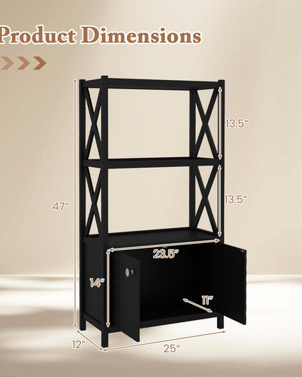 Giantex Storage Cabinet, Freestanding Storage Organizer with Open Shelves, Double Doors