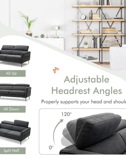 Giantex Couch, Upholstered Loveseat with Lift-up Headrest and Metal Legs