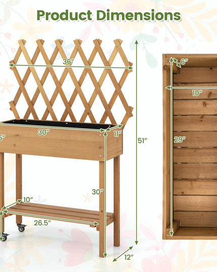 Giantex Raised Garden Bed on Wheels, Rolling Planter Boxes with Trelli