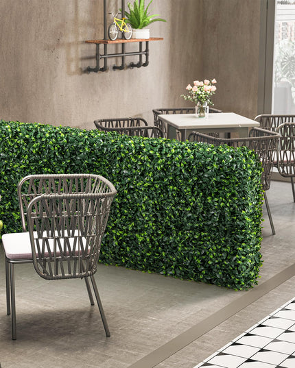 Giantex Artificial Boxwood Hedge Wall, Faux Grass Wall with PE Leaves and Aluminum Frame