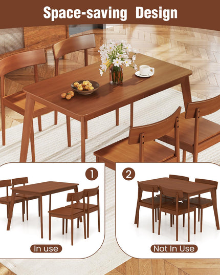 Giantex Rectangular Kitchen Table and 4 Chairs Set with Rubber Wood Frame