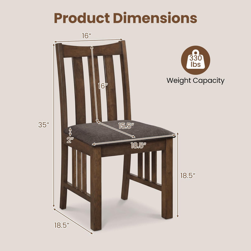 Giantex Rubber Wood Dining Chairs Set of 2/4