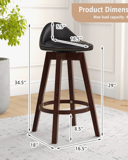 Giantex Swivel Bar Stools, 34.5 in Counter Height Stools with PVC Leather Cover, Rubber Wood Legs