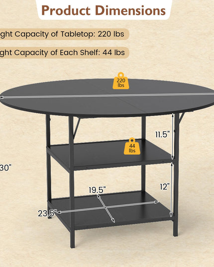 Giantex Table de Salle à Manger Ronde 47" pour 4-6 Personnes avec 2 Étagères de Rangement Ouvertes