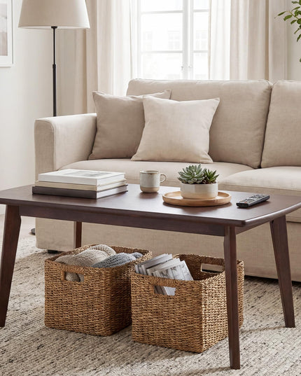 Giantex 34.5" Solid Wood Coffee Table with Tapered Legs