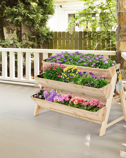 Giantex Raised Garden Bed, Vertical Planter with Storage Shelf (Natural)