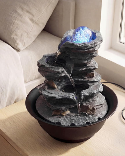 Giantex Offset Stream Tabletop Water Fountain with Rotating Crystal Ball