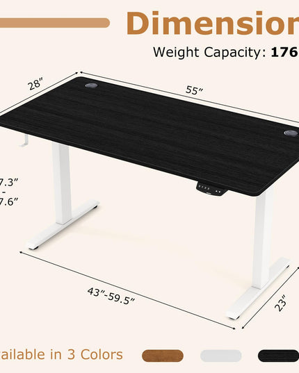 Giantex Bureau Debout Électrique à Double Moteur Réglable en Hauteur 140 x 71 cm avec Conception Anti-Collision