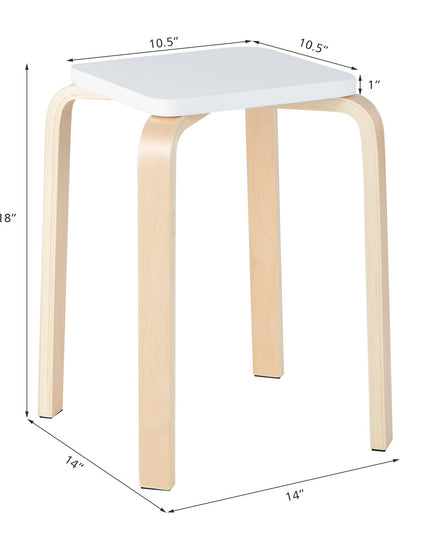 Stackable Wooden Stools Set of 4, Portable 18-Inch Height Backless School Stools