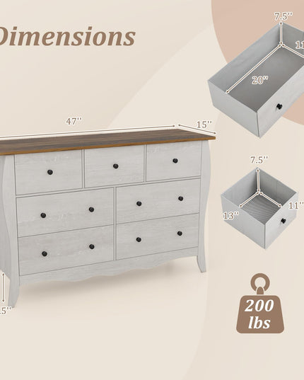 Giantex Storage Cabinet with Foldable & Detachable Fabric Drawers, Anti-Tipping Kit, 47” x 15” x 30.5” Farmhouse Floor Cabinet