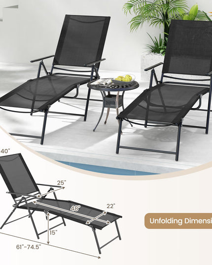 Giantex Lounge Chair Outdoor Set of 2 - Tanning Chair with 6 Adjustable Backrest