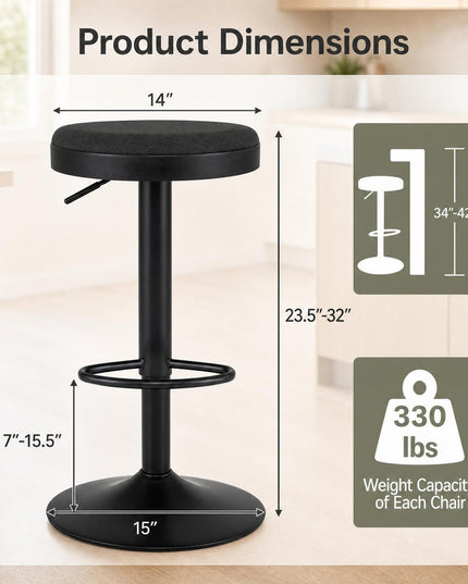 GIANTEX Modern Swivel Adjustable Height Bar Stools Set of 2/4