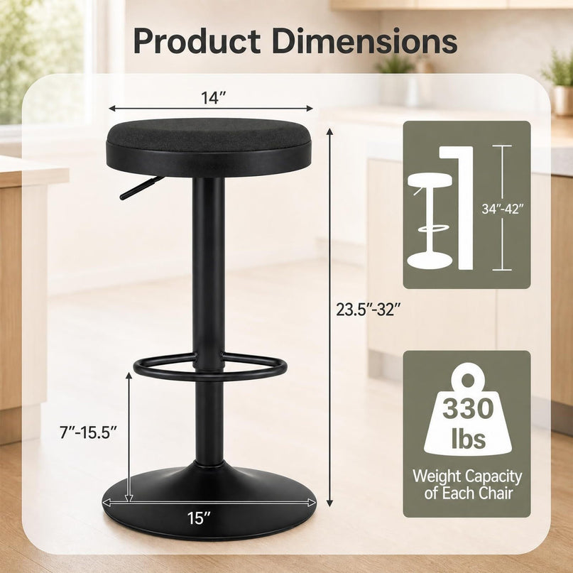 GIANTEX Modern Swivel Adjustable Height Bar Stools Set of 2/4