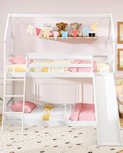 Giantex Wood Kids Bunk Bed with Slide & Ladder