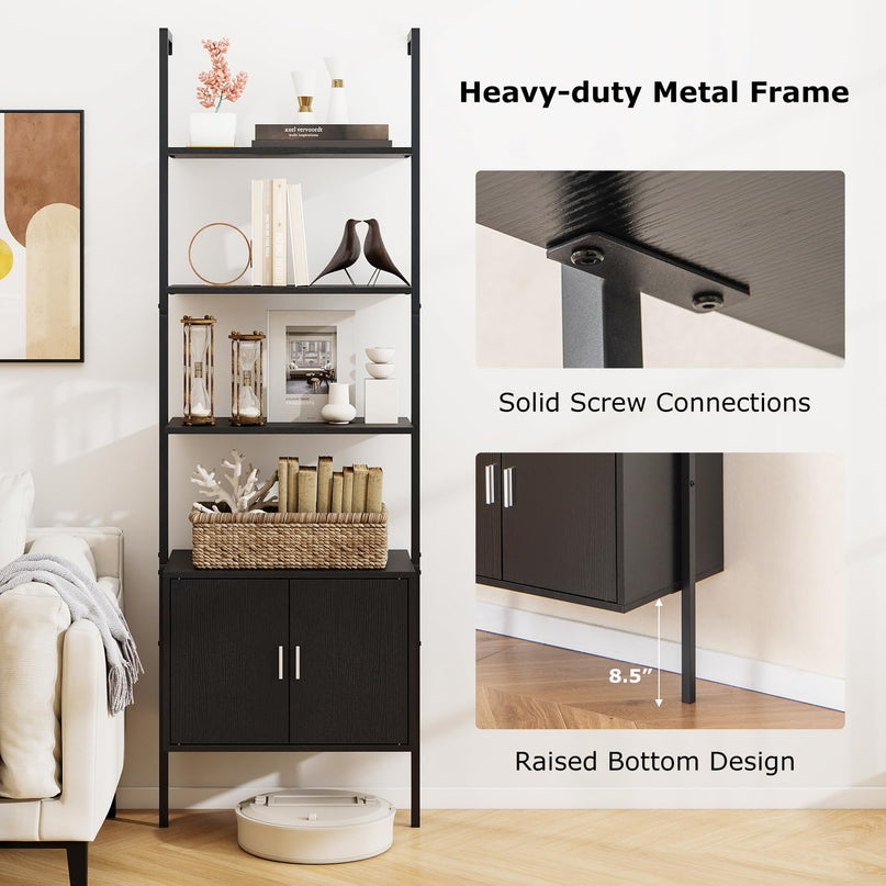 Giantex 5 Tier Wall Mounted Ladder Shelf for Living Room