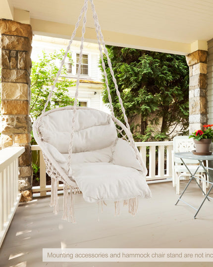 Giantex Hanging Chair Outdoor, Hammock Chair with Thick Cushion & Macrame