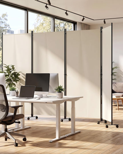 Giantex 4-Panel Folding Room Divider with Wheels( 137'' x 71'')