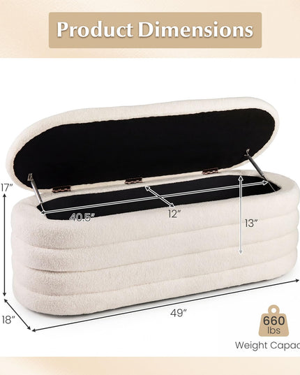 Banc de rangement ottoman rembourré Giantex avec 2 vérins à gaz de sécurité, charge de 300 kg