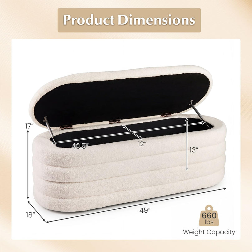 Giantex Upholstered Storage Ottoman Bench with 2 Safety Gas Struts Load 660 Lbs
