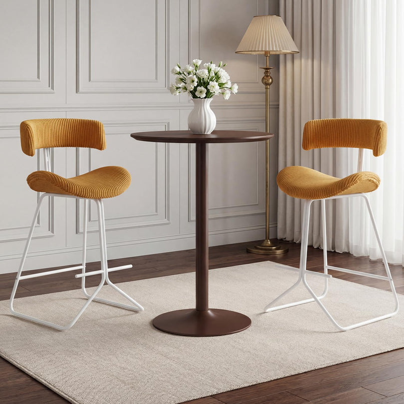 Chaises de comptoir sans accoudoirs Giantex 25" rembourrées en tissu avec pieds et repose-pieds en métal (2/4)