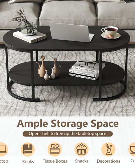 Giantex 2-Tier Coffee Table Oval Center Table