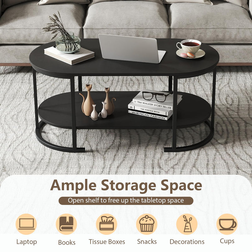 Giantex 2-Tier Coffee Table Oval Center Table