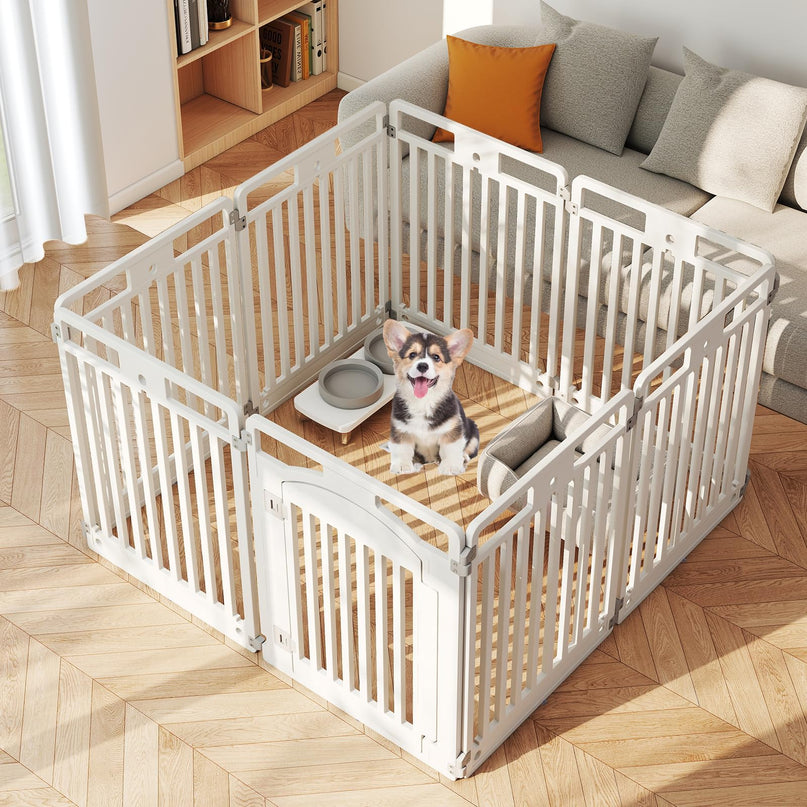 Giantex 32'' Tall Plastic Pet Fence with Lockable Door