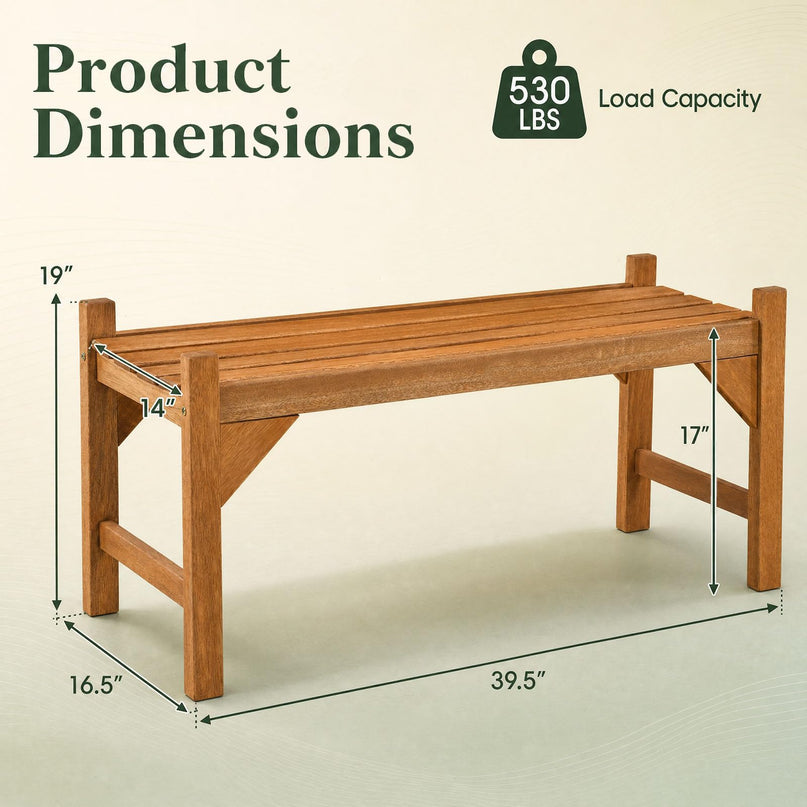 Giantex 40" Outdoor Benches Set of 1/2 2-Person Wood Patio Bench