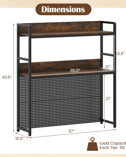 Giantex Desktop Bookshelf with Pegboard for up to 32" Computer Monitor