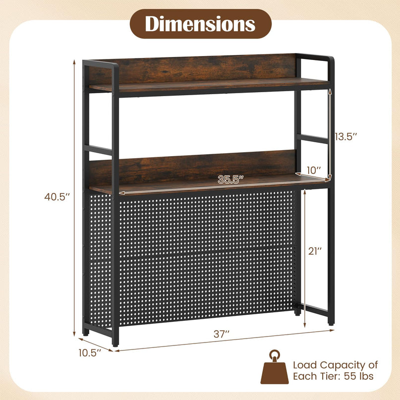 Giantex Desktop Bookshelf with Pegboard for up to 32" Computer Monitor