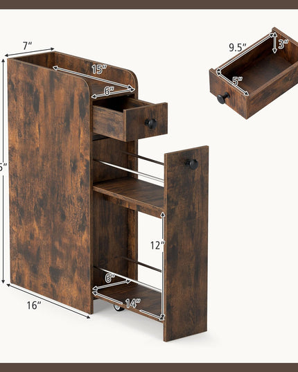 Giantex Slim Bathroom Storage Cabinet Space-Saving Toilet Side Cabinet