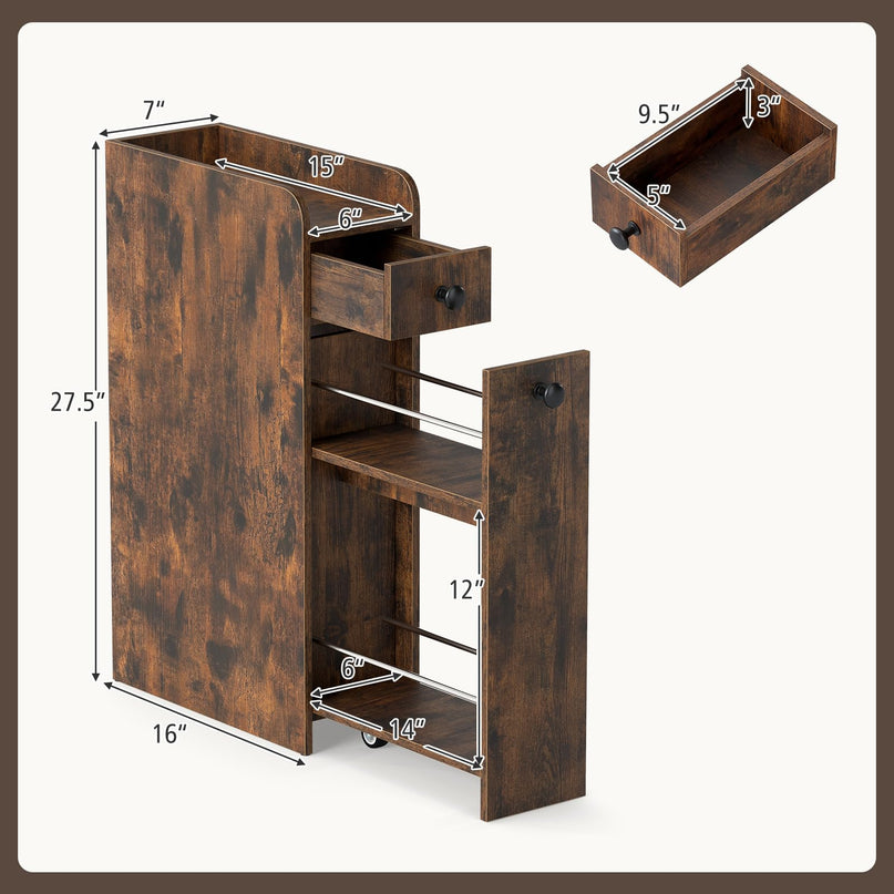 Giantex Slim Bathroom Storage Cabinet Space-Saving Toilet Side Cabinet
