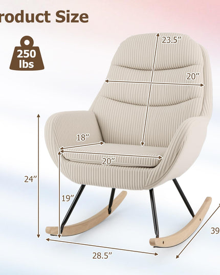 Giantex Rocking Chair Nursery Upholstered Glider Rocker with Padded Backrest & Seat