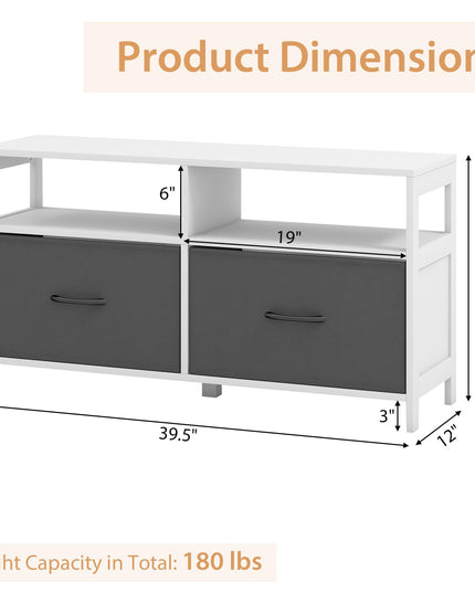 Giantex TV Stand for Bedroom, Storage Cabinet with 2 Open Shelves, 2 Removable Fabric Drawers