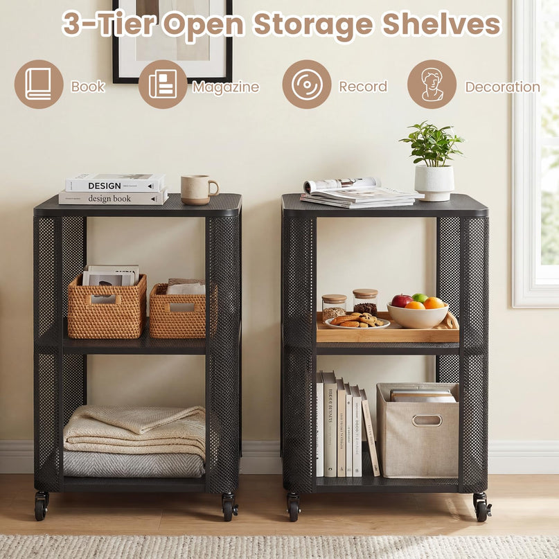 Giantex 3-Tier Rolling Side Table w/Open Storage Shelves (1/2)