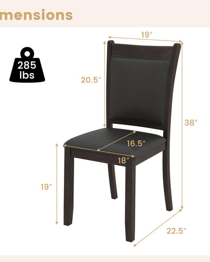 Giantex Wooden Dining Chairs Set, Modern Armless Kitchen Chairs w/Padded Backrest & Seat, Rubber Wood Frame