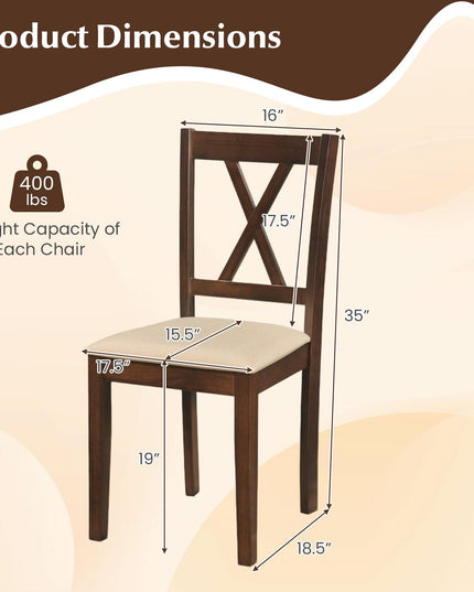 Giantex Wooden Dining Chairs Set of 4 with Solid Rubber Wood Frame