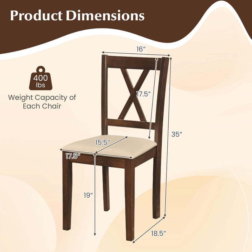 Giantex Wooden Dining Chairs Set of 4 with Solid Rubber Wood Frame