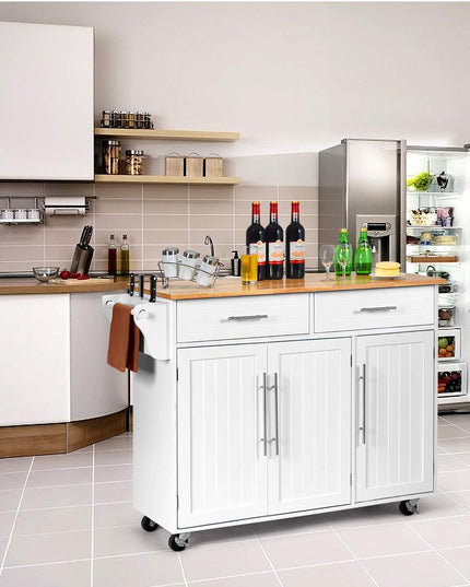 Giantex Kitchen Island Cart , 2 Drawers, 3 Door Cabinet