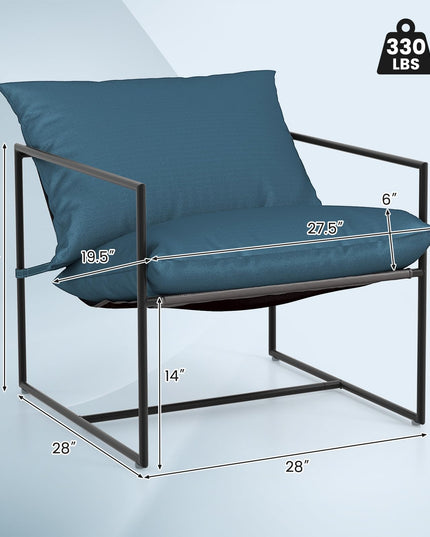 Giantex Accent Chairs for Living Room - Metal Framed Armchair with Removable Sponge Cushion, Sling Accent Chair Set of 2