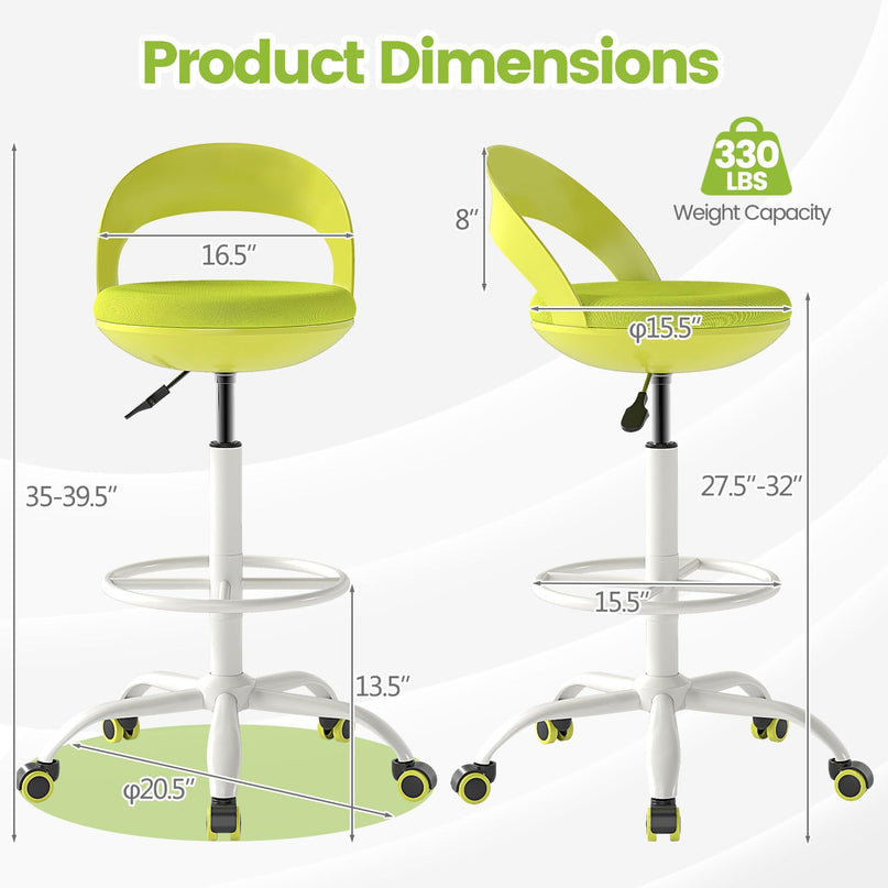 Giantex Drafting Chair with Back for Home