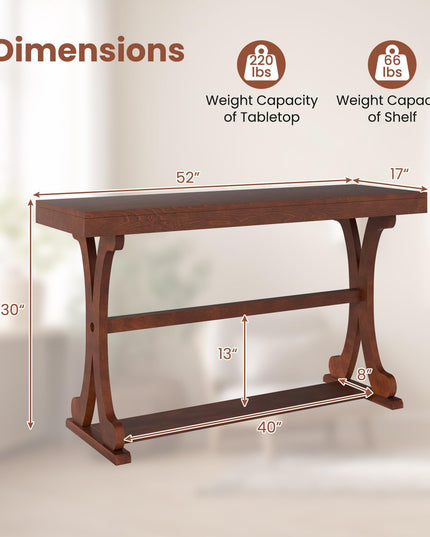 Giantex 52" Narrow Console Table Vintage Accent Entryway Table with Open Storage Shelf