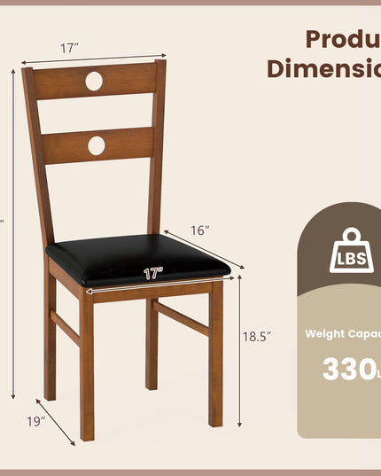 Lot de chaises de salle à manger Giantex en bois avec dossier ajouré, cadre en bois d'hévéa et assise rembourrée