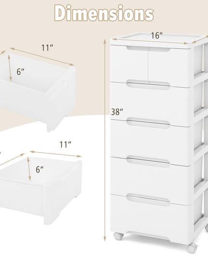 Giantex Rolling Storage Drawer Cart, Storage Unit on Wheels, Plastic Storage Cart Organizer