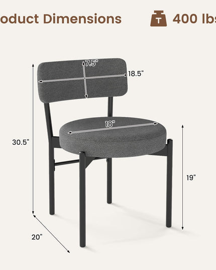 Giantex Boucle Dining Chairs Set of 2/4, Sherpa Upholstered Kitchen Chairs w/Curved Backrest, Padded Seat & Metal Legs