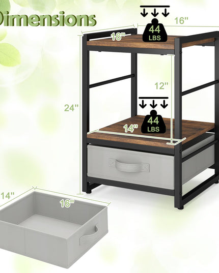 Giantex Industrial Nightstand with Storage Drawer